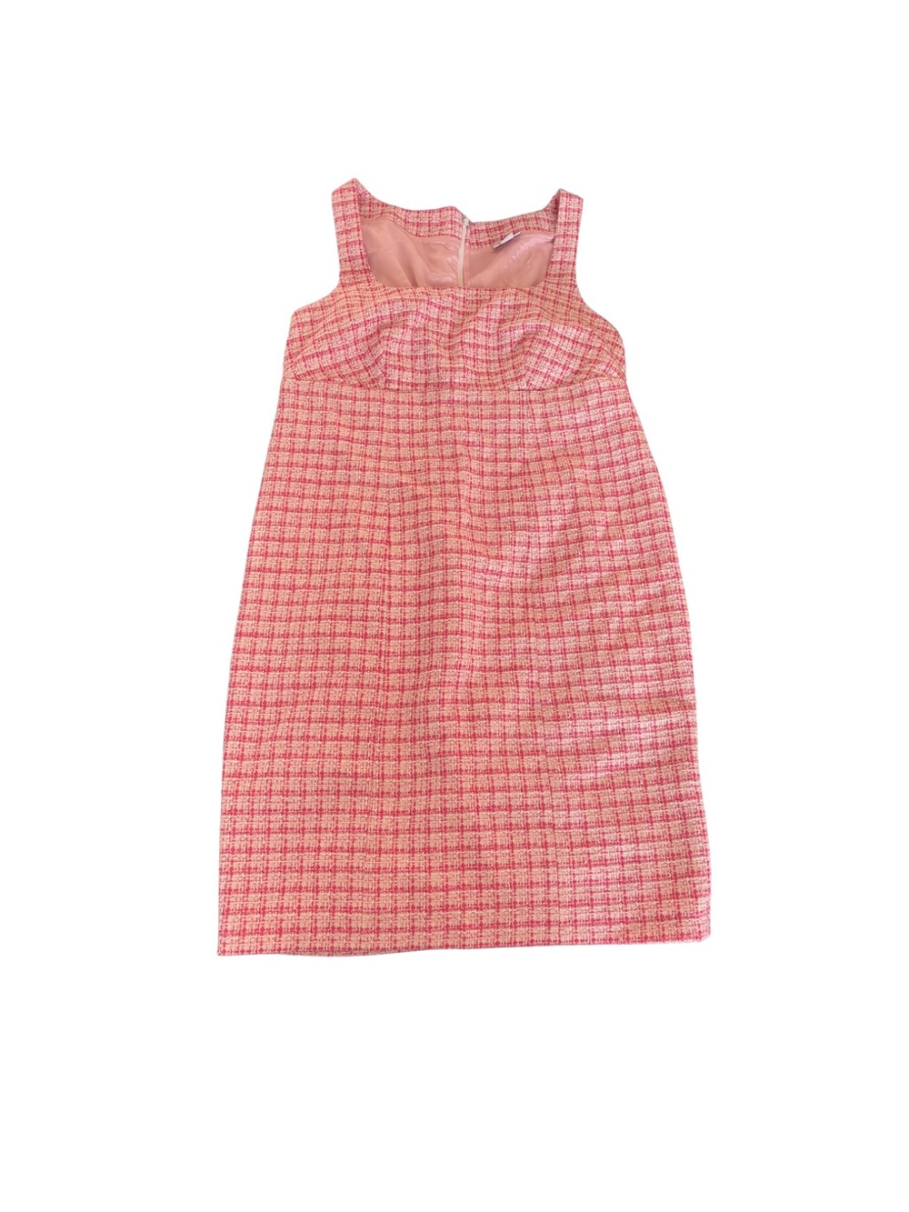 Mimi Maternity pink tweed plaid shift dress